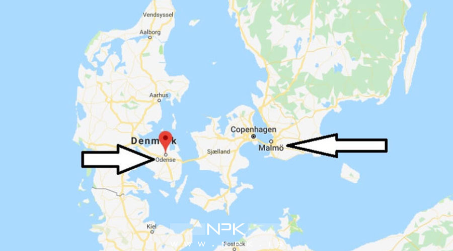 نقشه شهر ادنسه دانمارک