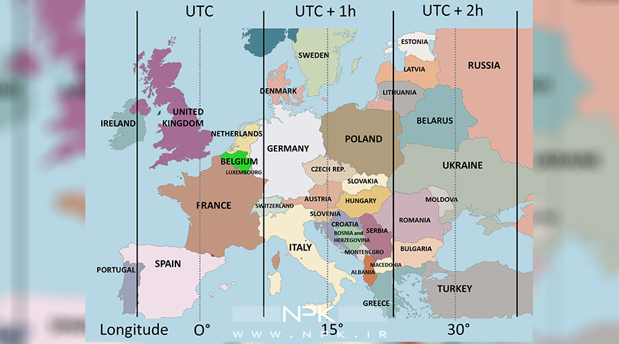 اختلاف ساعت کشورهای مختلف اروپا با ایران